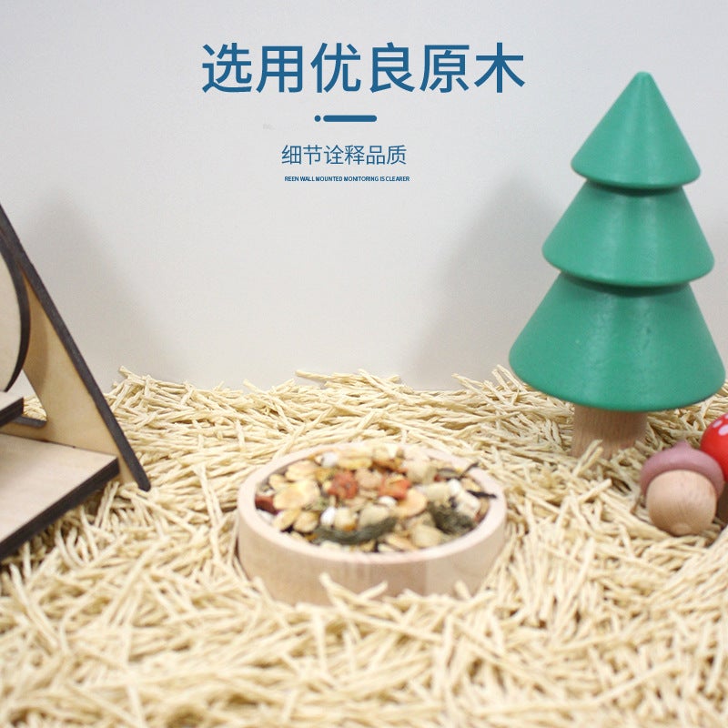 Hamster Solid Wood Food Basin Small Pet Feeding Bowl Round Bowl Wooden Toy Feeder Hamster Landscape Products Food Basin - Image 5