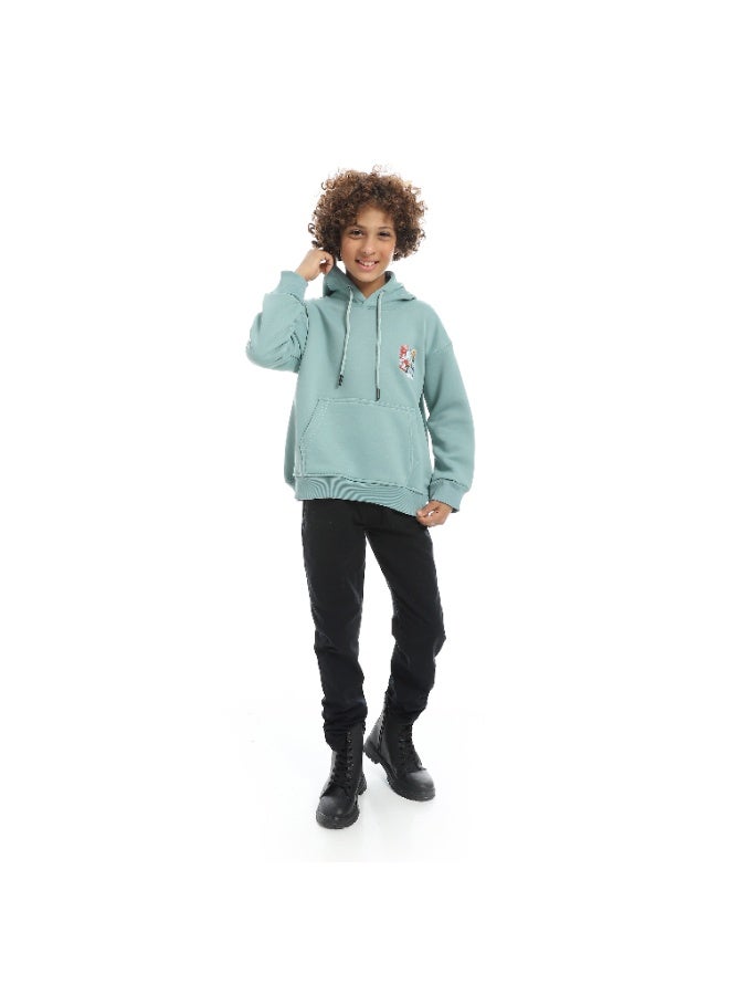 سيزار هودي  أولادي ميلتون شتوي مزود بطباعات علي الصدر والضهر - Image 4