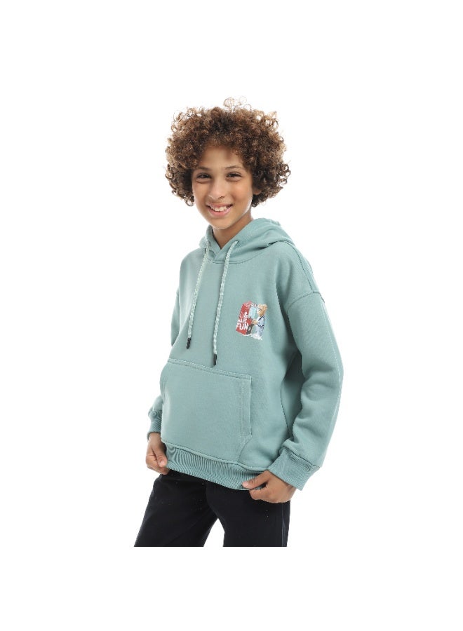 سيزار هودي  أولادي ميلتون شتوي مزود بطباعات علي الصدر والضهر - Image 2