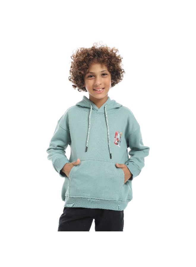 سيزار هودي  أولادي ميلتون شتوي مزود بطباعات علي الصدر والضهر - Image 1