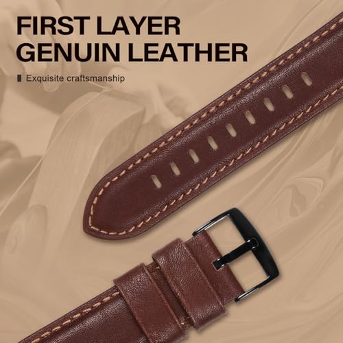 EDIMENS Leather Bands Compatible with Apple Watch 49mm 45mm 42mm 44mm Band Men Women, Vintage Genuine Leather Wristband Replacement Band Compatible for Apple Watch iwatch Series 9 8 7 6 5 4 3 2 1 SE2 - Image 3