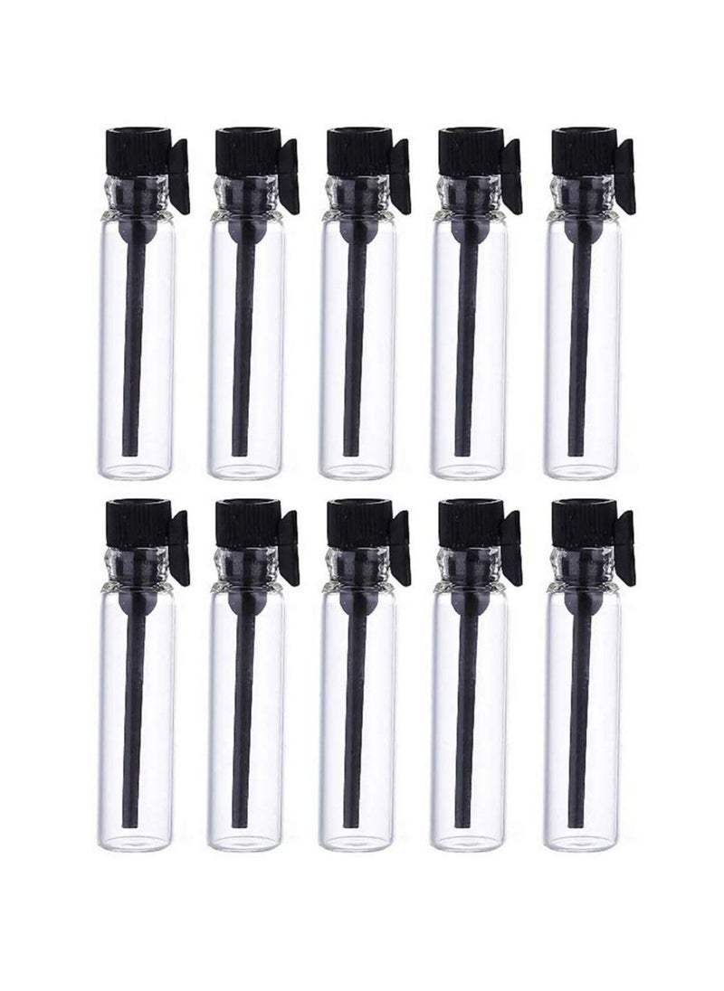 Teensery Teensery 100 Pcs Empty Perfume Sample Bottles Mini Glass Refillable Sample Vial Containers with Black Cap for Aromatherapy, Essential Oil, Fragrance and Liquid (1ml)  - Image 1