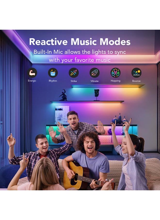 Govee Wi-Fi + Bluetooth RGBIC LED Strip Lights with Protective Coating Multicolor 32.8ft H619C  - Image 1