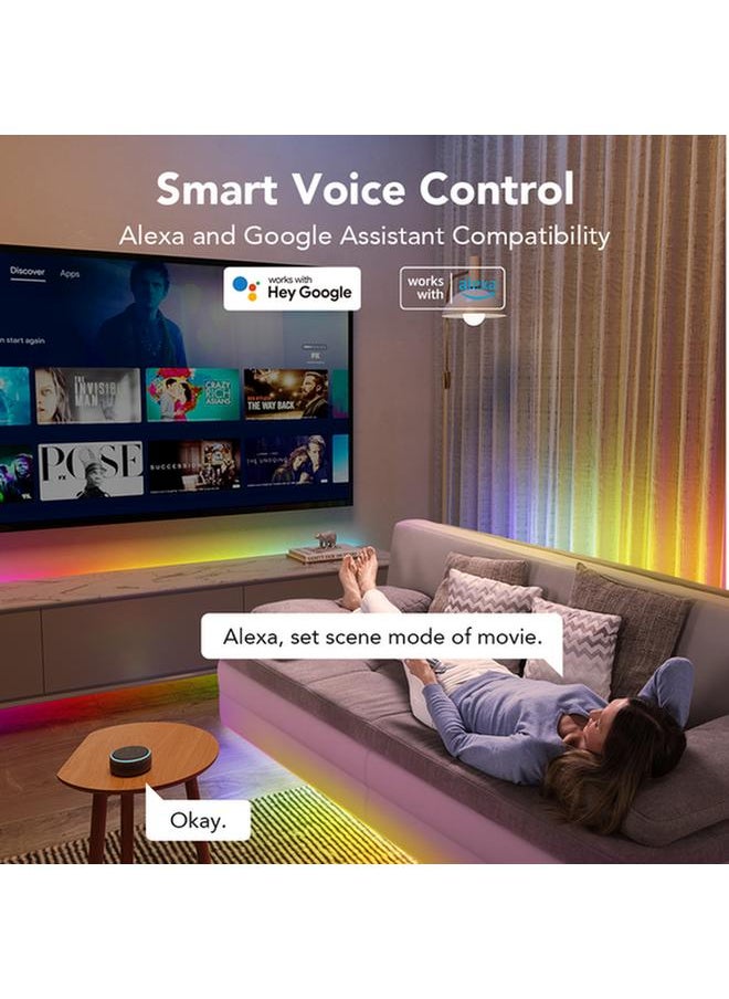 Govee Wi-Fi + Bluetooth RGBIC LED Strip Lights with Protective Coating Multicolor 32.8ft H619C  - Image 4
