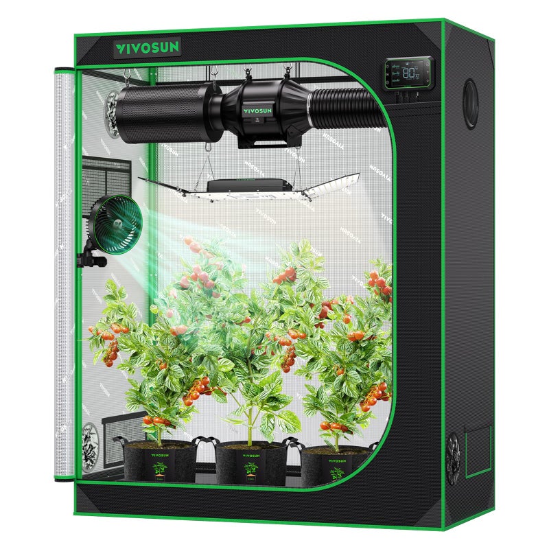 VIVOSUN S425 2x4 Grow Tent, 48"x24"x60" High Reflective Mylar Grow Tents with Observation Window and Floor Tray for Hydroponics Indoor Plant for VS2000 - Image 1
