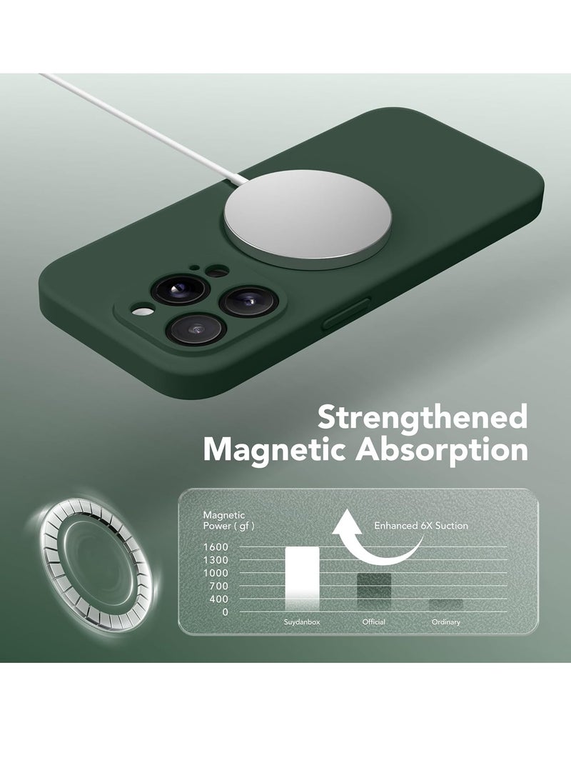 ELTRAZONE - iPhone 15 Pro Max Case Silicone, Compatible with MagSafe, [Camera Protection][2X Screen Protectors] Slim Shockproof Protective Case, Soft Anti-Scratch Microfiber Lining, Alpine Green - Image 1