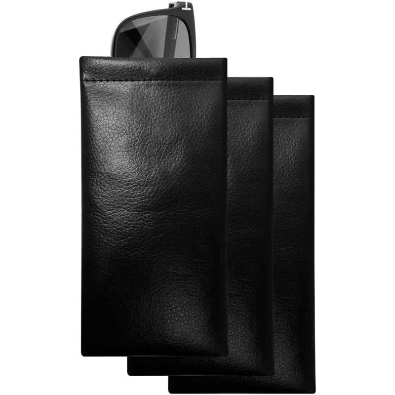 alladaga alladaga 3 Pack Leather Soft Sunglasses Case Squeeze Top Portable Eyeglasses Pouch Glasses Bag for Women Men  - Image 1