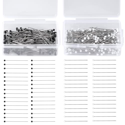 Kogyxe Sewing Pins, 400 PCS Straight Pins for Fabric, Black and White Pearlized Ball Head Quilting Pins Long 1.5inch, Sewing Pins with Plastic Box for Dressmaker, Jewelry DIY Decoration and Sewing Project - Image 1