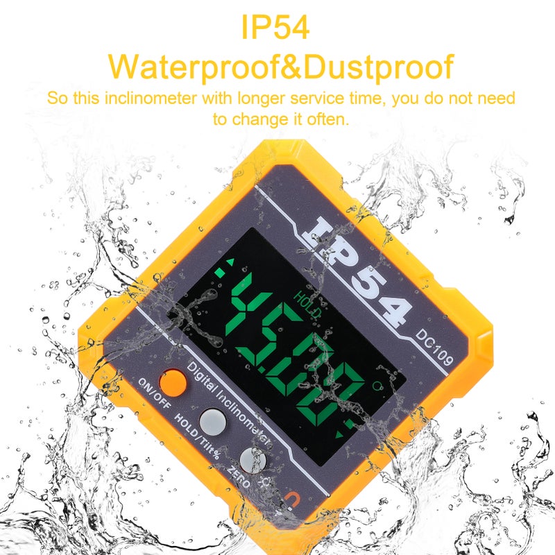 4*90° IP54 Portable High Precisions Digital Protractor Inclinometer Absolute Relative Slope Measurement Data Hold Function with Storage Bag - Image 5