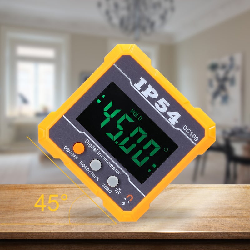 4*90° IP54 Portable High Precisions Digital Protractor Inclinometer Absolute Relative Slope Measurement Data Hold Function with Storage Bag - Image 2