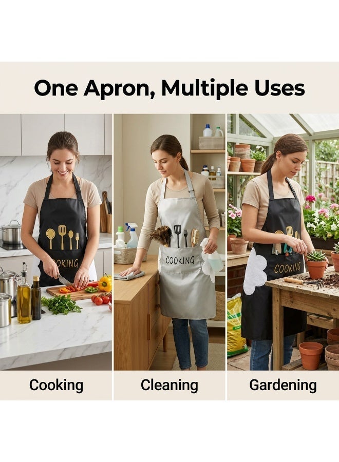 2 pcs Chef Apron,Cross Back Apron for Women and Men,PVC Waterproof Apron Large Pockets,Hand-wiping,Kitchen Cooking Baking Hairstylist Bbq Woodworking Welding Carpenter Work Bib Apron - Image 4