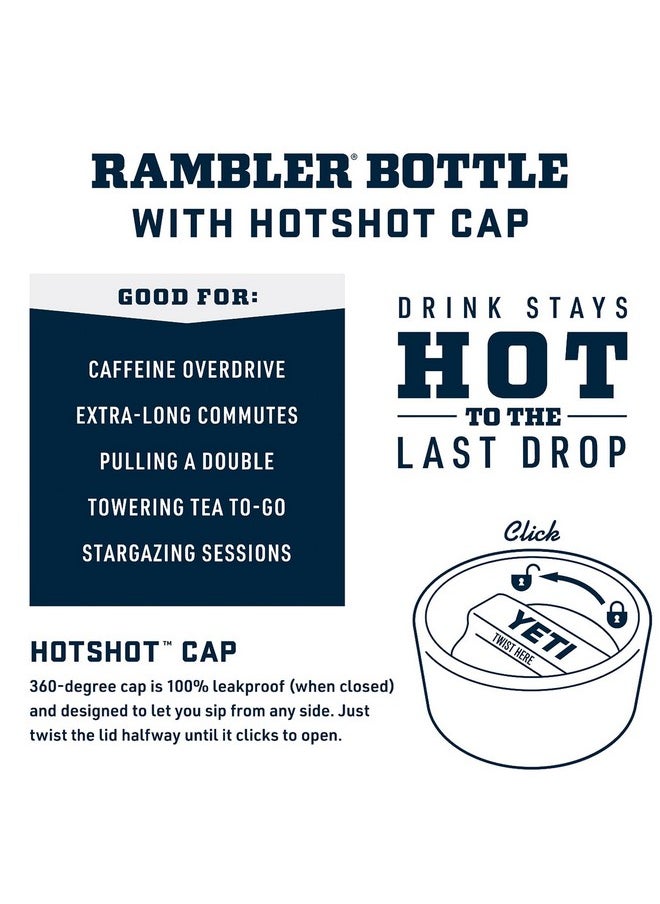 YETI Rambler 18 Oz Bottle, Stainless Steel, Vacuum Insulated, With Hot Shot Cap, Big Wave Blue  - Image 2