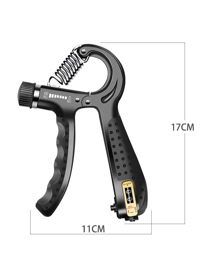 5-60Kg Adjustable High Quality Spring Hand Grip Strengthener With Counter, Black
