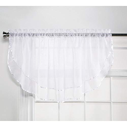 Stylemaster Elegance Sheer Voile Ascot Valance, 60" x 24", White - Image 2