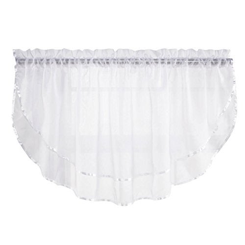 Stylemaster Elegance Sheer Voile Ascot Valance, 60" x 24", White - Image 1
