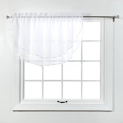 Stylemaster Elegance Sheer Voile Ascot Valance, 60" x 24", White - Image 3