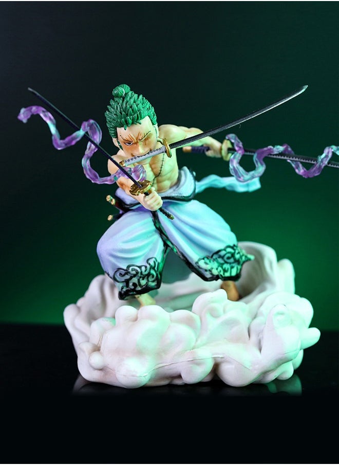 One Piece One Piece Zoro Action Figure Decorative Resin Sculpture Home Decor Statue, Art Figurine Home Ornament Decoration for Office, Living Room, Bedroom, Book Shelf, TV Cabinet, Desktop  - Image 1