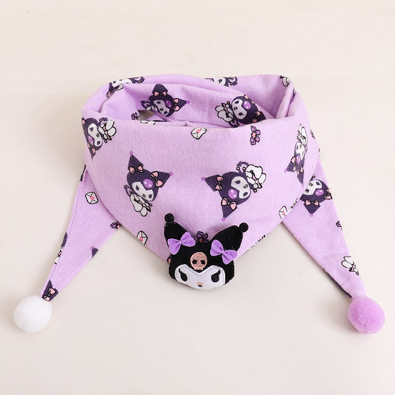 Kids Cartoon Warm Triangle Scarf 1#Purple culomi 
