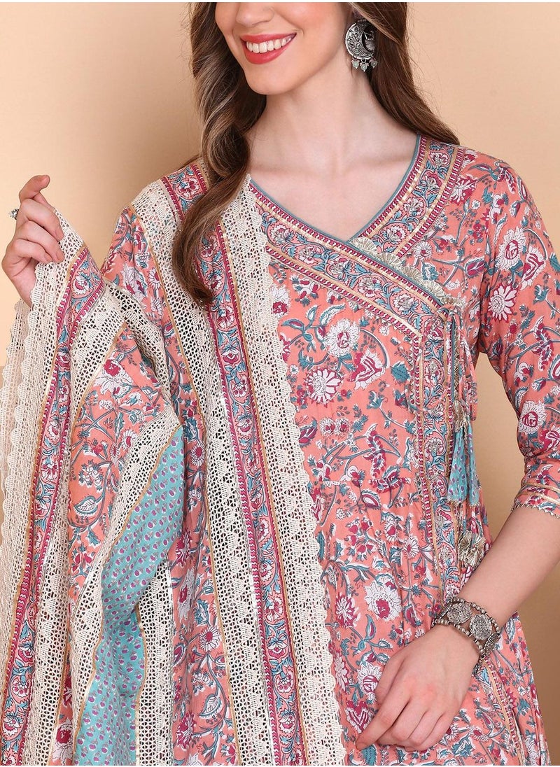 ISHIN Women's Multicoloured 100% Cotton Embellished Tunic Full Length Casual Straight Fit Kurta Set  - Image 3