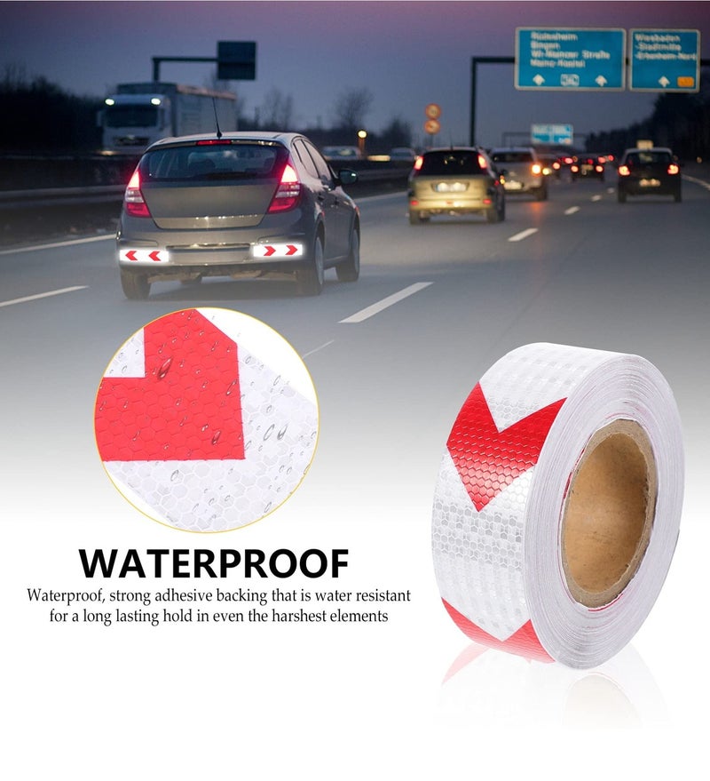 Reflective Arrow Safety Tape 5cm x 25m High Visibility Waterproof Adhesive Warning Tape Honeycomb Pattern Reflective Strip for Vehicles Trucks Trailers Road Barriers Parking Areas Gates Warehouses Safety Marking Outdoor Indoor Use Roll - Image 5