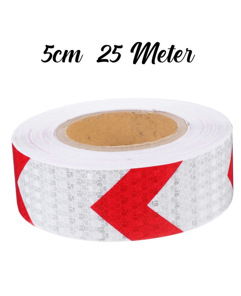 Reflective Arrow Safety Tape 5cm x 25m High Visibility Waterproof Adhesive Warning Tape Honeycomb Pattern Reflective Strip for Vehicles Trucks Trailers Road Barriers Parking Areas Gates Warehouses Safety Marking Outdoor Indoor Use Roll - Image 4