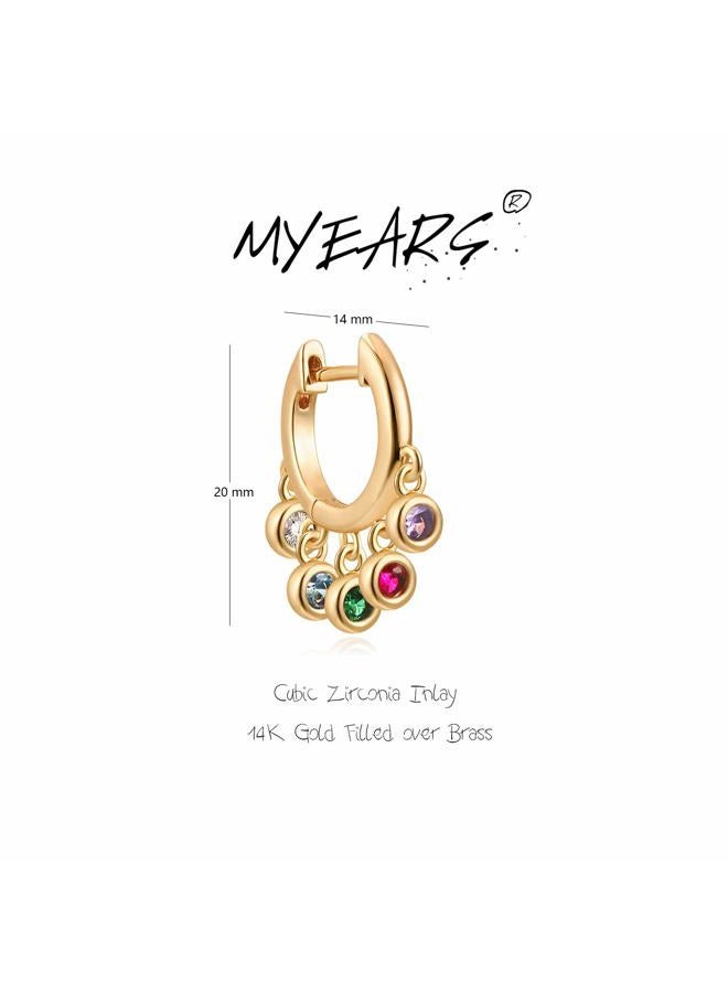 MYEARS Women Earrings Gold Huggie Hoop Ear Stud Cuff 14K Small Simple Hypoallergenic Everyday Jewelry, One Size, Brass Metal Yellow Gold, Cubic Zirconia - Image 5