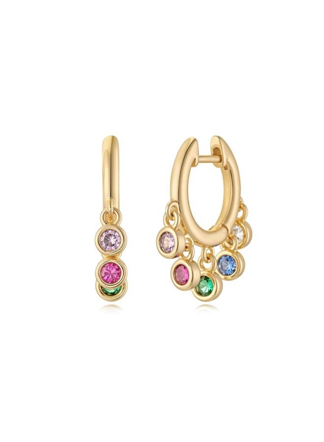 MYEARS Women Earrings Gold Huggie Hoop Ear Stud Cuff 14K Small Simple Hypoallergenic Everyday Jewelry, One Size, Brass Metal Yellow Gold, Cubic Zirconia - Image 1