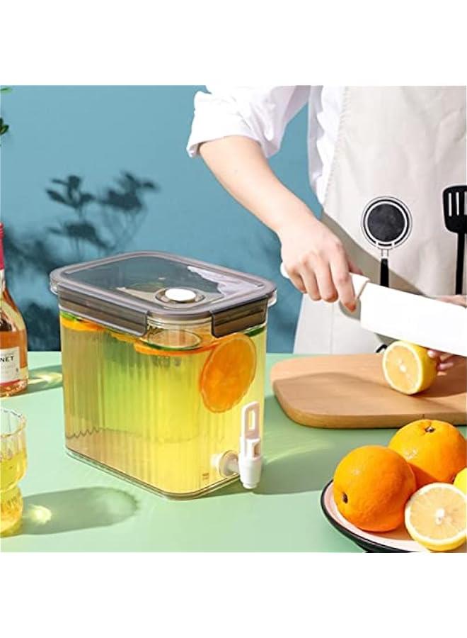 وعاء مشروبات سعة 2.5 لتر مع صنبور، وعاء مشروبات سعة 0.66 جالون، حاوية مشروبات باردة للحليب وعصير الليمون للاستخدام اليومي للعائلة، مناسب للشاي المثلج، عصير الليمون، الثلاجة، بار، غطاء قفل. - Image 2