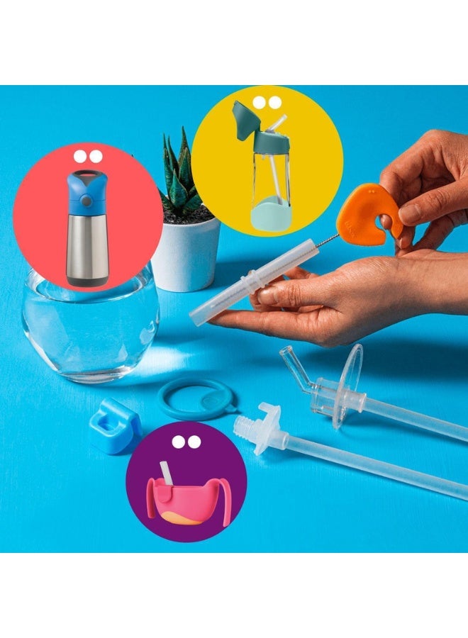 b.box Cleaning Brush Set of 5 Brushes for Sippy Cups, Water Bottles, Bottle Teats and Straws, Brushes Clip in and Out, All on One Handy Ring - Image 3