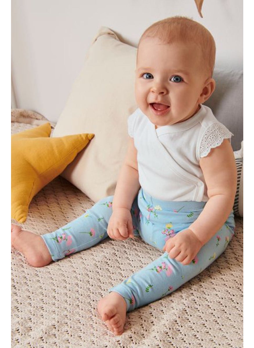 Tchibo Toddlers Girl 2 Pieces Printed Pull On Leggings, Blue  - Image 1