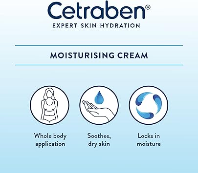Cetraben Body Cream Moisturiser For Dry Sensitive and Eczema Prone Skin Dermatological Body Moisturiser Daily Whole Body Application 1 x 50ml Pack of 2 - Image 2