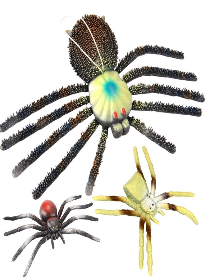 Mallexo Big Size 3PCs Insect Spider Toys for Kids 3+ | Realistic Tarantulas Animals Action Figure Playset Prank Toy for Boys and Girls Bugs Reptile Toys or Children Decoration & Halloween Party Item - Image 1