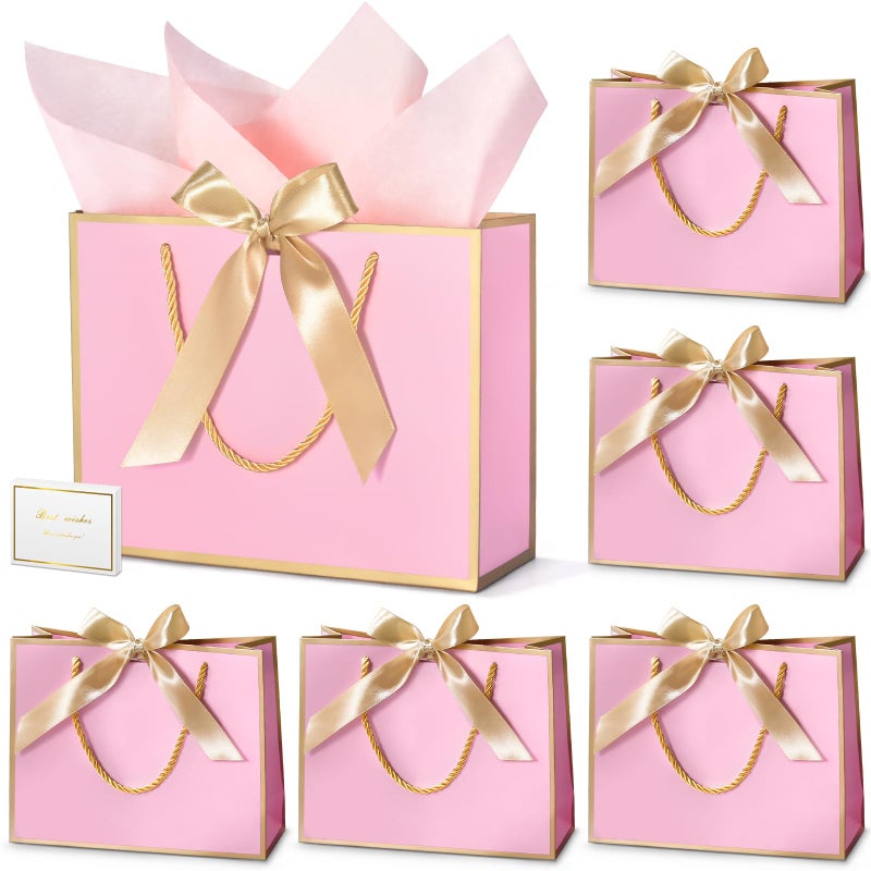 DOYIDE 30 Pcs Thank You Gift Bags with Tissue Paper, 9x7x3.1in Paper Gift Bags with Handles, Gift Wrap Bags with Bow Ribbon for Wedding Birthday Baby Shower Bridesmaid Party - Image 1
