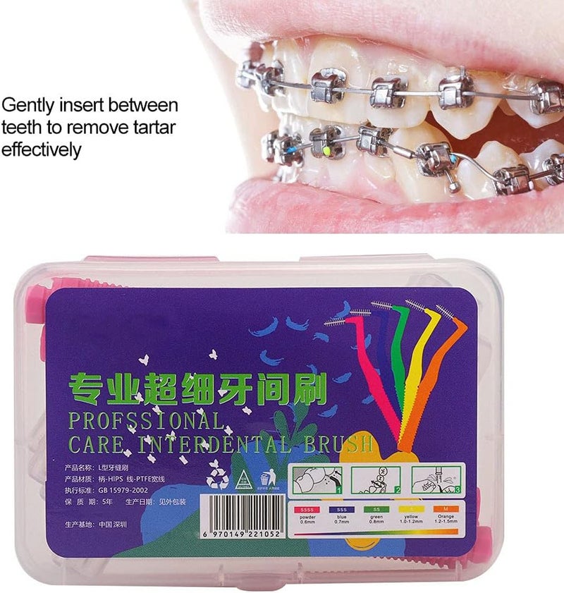 klarako Interdental Brush, 20pcs L Shaped Interdental Brush Soft Hair Stain Removal Tooth Deep Cleaning Tool(0.6mm) 0.6mm - Image 4