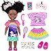 Ecore Fun 14 Inch Black Doll with Black Baby Doll Clothes Accessories Including Dress Top Skirt Shoes Comb Mirror Hairclip Phone Stickers African Realistic Silicone Girl Dolls for Girls - Image 2