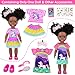 Ecore Fun 14 Inch Black Doll with Black Baby Doll Clothes Accessories Including Dress Top Skirt Shoes Comb Mirror Hairclip Phone Stickers African Realistic Silicone Girl Dolls for Girls - Image 4