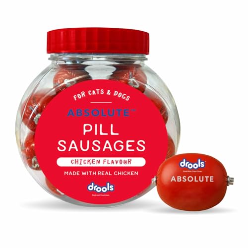 Drools Absolute Pill Sausages 28 Pieces | Chicken Flavour | Supports Brain & Vision Development | Promotes Muscle Growth | Makes Tablet Feeding Easy - Image 1