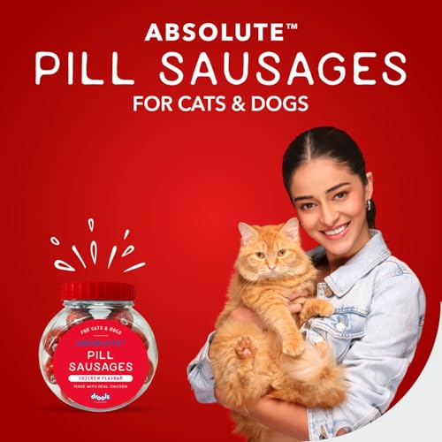 Drools Absolute Pill Sausages 28 Pieces | Chicken Flavour | Supports Brain & Vision Development | Promotes Muscle Growth | Makes Tablet Feeding Easy - Image 2