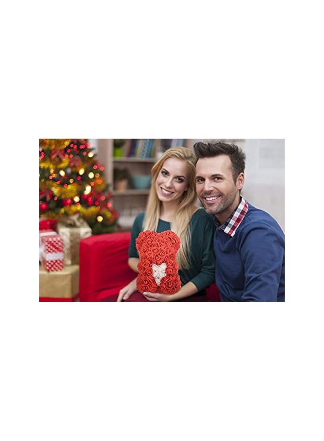 The Bros Rose Bear-10 Inches Tall Rose Flower Bear - Over 250+ Flowers on Every Rose Bear - Gift for Mothers Day, Valentines Day, Anniversary & Bridal Showers Gift Box Included (Red) - Image 5