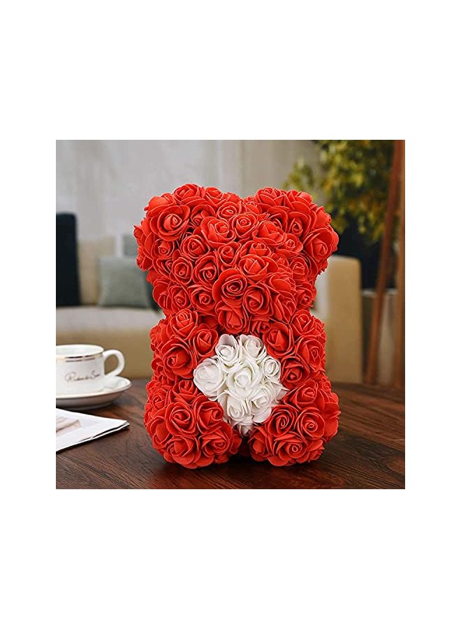 The Bros Rose Bear-10 Inches Tall Rose Flower Bear - Over 250+ Flowers on Every Rose Bear - Gift for Mothers Day, Valentines Day, Anniversary & Bridal Showers Gift Box Included (Red) - Image 2