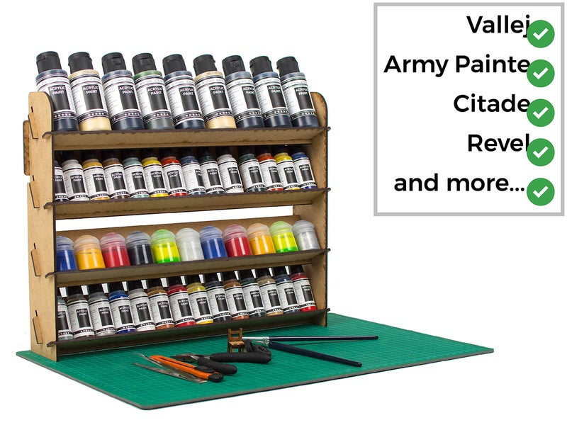 PROSCALE Paint Rack for Model Paints. Hobby Craft Citadel Vallejo Tamiya Army Wall Paint Rack Stand Paint Holder Organiser Miniature Warhammer Paint Storage Model Painting Station (Universal) - Image 2