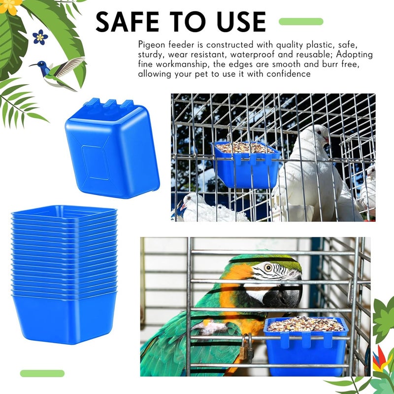 Maxdot 20 Pcs Chicken Water Feeder Cups 16 oz Pigeon Bird Feeder Cups Hanging Cage Chicken Water Cup for Pet Parrot Rooster Parakeet Bunny Gamefowl Poultry Wire Hutch(Blue) - Image 4