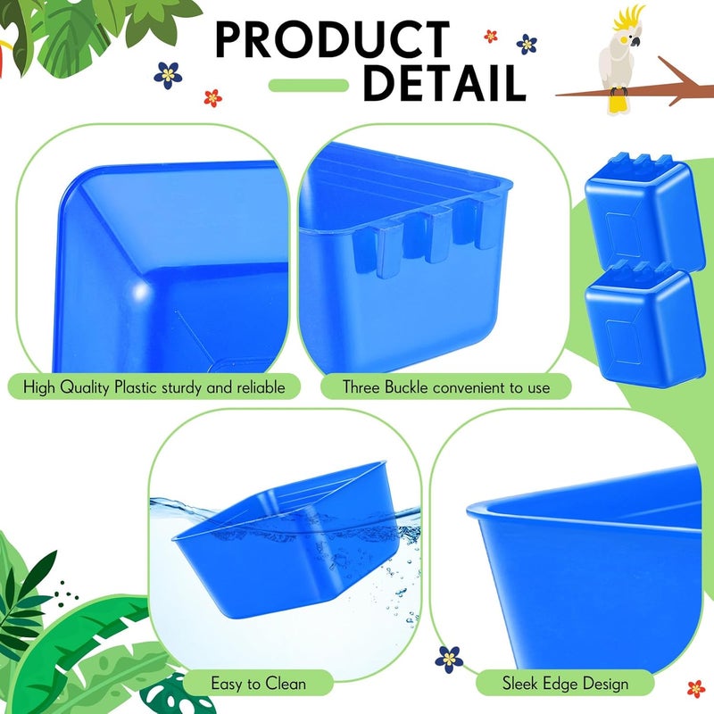Maxdot 20 Pcs Chicken Water Feeder Cups 16 oz Pigeon Bird Feeder Cups Hanging Cage Chicken Water Cup for Pet Parrot Rooster Parakeet Bunny Gamefowl Poultry Wire Hutch(Blue) - Image 3