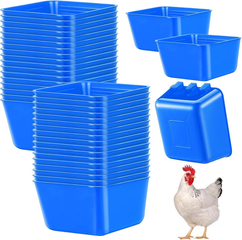 Maxdot 20 Pcs Chicken Water Feeder Cups 16 oz Pigeon Bird Feeder Cups Hanging Cage Chicken Water Cup for Pet Parrot Rooster Parakeet Bunny Gamefowl Poultry Wire Hutch(Blue) - Image 1