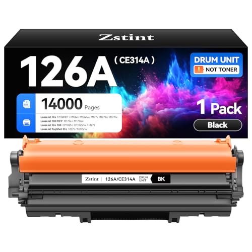 Zstint 126A/CE314A Drum Unit Black 1-Pack High Yield Replacement for HP 126A CE314A Imaging Drum Compatible with HP Color Laser Jet 100 MFP M175nw M175a M176nw M177fn M177fw M275nw CP1025 CP1025nw Printer - Image 1
