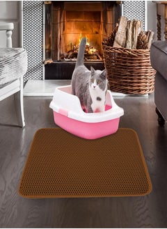 GGOOT Cat Litter Pads For Floor | Cat Litter Mat Trapping For Litter Box | Waretary Cat Litter Mat, Pretty Honeycomb Scatter Control Double Layer Mat, Urine & Waterproof, Washable, Easy Clean  - Image 3