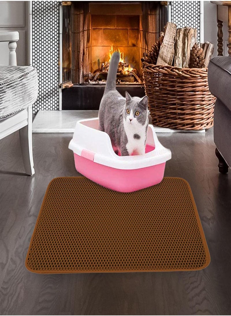 GGOOT - Cat Litter Pads For Floor | Cat Litter Mat Trapping For Litter Box | Waretary Cat Litter Mat, Pretty Honeycomb Scatter Control Double Layer Mat, Urine & Waterproof, Washable, Easy Clean - Image 1
