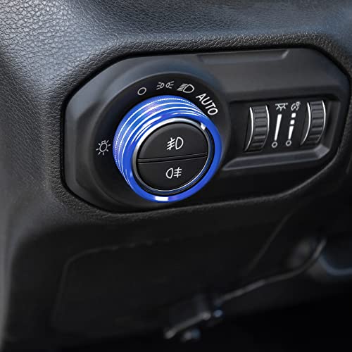 JKCOVER Knobs Ring Covers Compatible With 2018-2024 2025 Jeep Wrangler JL JLU & 2020-2024 2025 Jeep Gladiator JT, Aluminum Alloy Trim Cover for Air Conditioner Volume Radio Headlight Switch Knob(4PCS, Blue) - Image 4