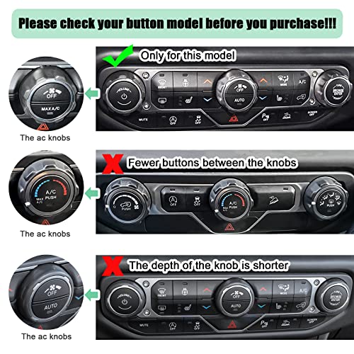 JKCOVER Knobs Ring Covers Compatible With 2018-2024 2025 Jeep Wrangler JL JLU & 2020-2024 2025 Jeep Gladiator JT, Aluminum Alloy Trim Cover for Air Conditioner Volume Radio Headlight Switch Knob(4PCS, Blue) - Image 2