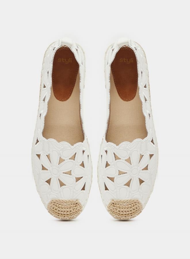 Styli Embroidered Cut Out Espadrille Shoes - Image 5